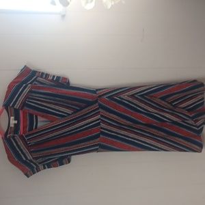 MONTEAU LOS ANGELES CINCHED V-NECK DRESS WITH BELT PLUS SIZE 3X